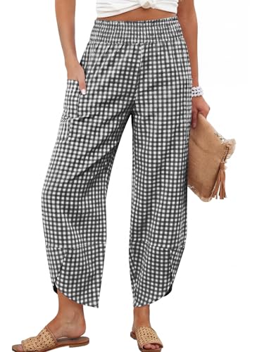 Image of ANRABESS Womens Wide Leg Palazzo Capri Pants 2026 Summer Casual High Waisted Barrel Lounge Flowy Cropped Beach Work Trousers
