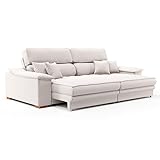 Sofá 3 Lugares Retrátil e Reclinável Lupin Linho Cru 214 cm