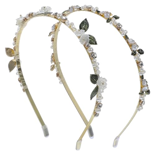 PATKAW 2 Piezas diadema de flores de cristal diademas diadema de spa Brillar pañuelo brillante diadema decorativa sombreros elegantes tocado de perlas diadema reutilizable venda Acrílico