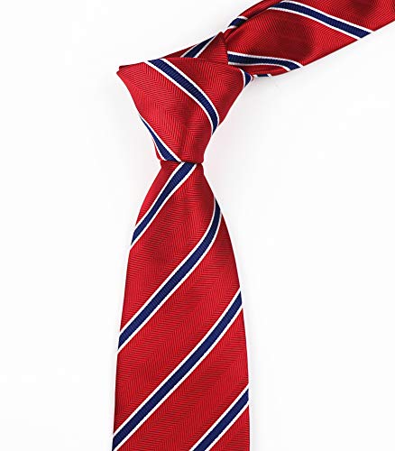Image of Elfeves Men's Modern Striped Patterned Formal Ties College Daily Woven Neckties