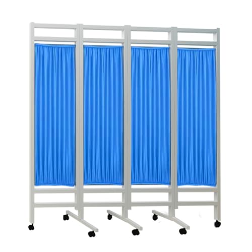 Cloison de séparation médicale bleue pliable et roulante - 2