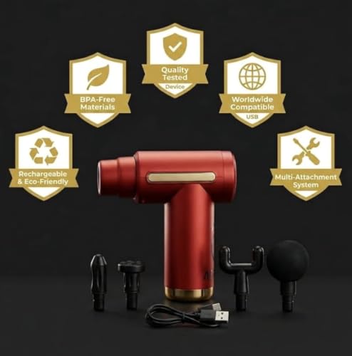 Image of ALTHIKA Deep Tissue Massage Gun| Powerful 6-Speed Muscle Massager| 4 Attachments | Portable Pain Relief for Gym, Neck, Back & Recovery