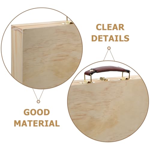 Image of Wakauto 1pc Unfinished Wood Drawing Art Tool Storage Box With Handle Locking Clasp,Wooden Pencil Sketch Supplies Case Organizer Box For Holds Markers, Paint, Brushes, Pencils