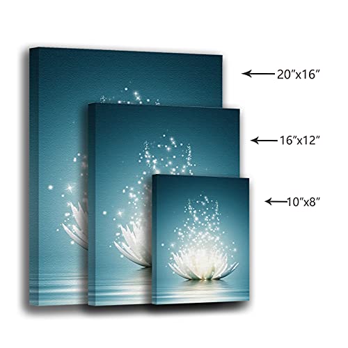 Spiritual Meditation Yoga Magic White Lotus Flower Wall Art Canvas Art Print Blooming Lotus Picture Framed Water Lily Wall Art Painting Home Decor For Bedroom 12"X16" #TOP4