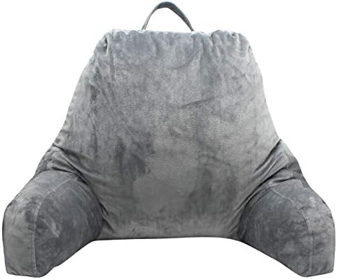 Wise Friends Bufly Bed Rest Chair Pillow Back Lumbar Lounge Pillow Wedged Reading Pillow Floor Pillow with Arms (Grey)/Support in Bed 15*10*18+11+5 inches Grey