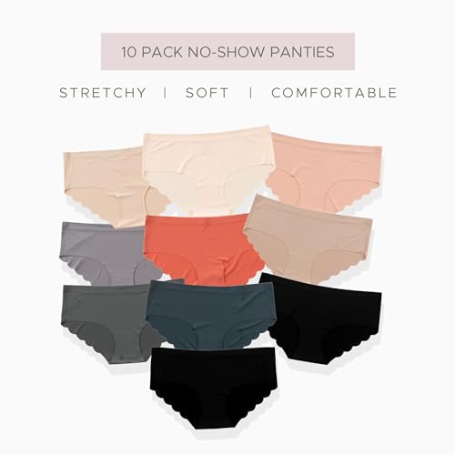 Image of Pretty Sweet Intimates Women's Seamless Cheeky Bikini Underwear, Pack of 10- Laser Cut, No Show Cheeky Panties with Lace