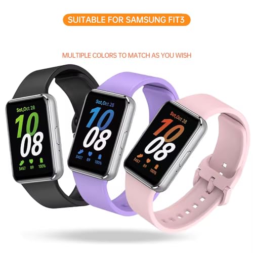 Image of Valente Silicone Watch Straps Compatible for Samsung Galaxy Fit 3 (Pack of 3)