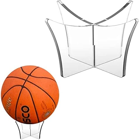 JLEivvi 2 Pcs Transparent Ball Support Acrylic Football Display Basketball Holder Display Bowling Football Stand Acrylic Ball Display for Basketball Volleyball Football Cover