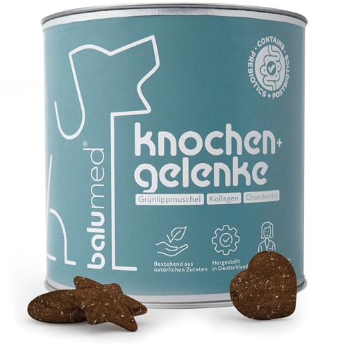 balumed® Snacks Knochen+Gelenke hochkonzentriert mit Grünlippmuschel für Hund, Leckerli mit Präbiotika, Postbiotika, Bierhefe, Teufelskralle, Chondroitin & Kollagen, Vitamine E + B, 325 g