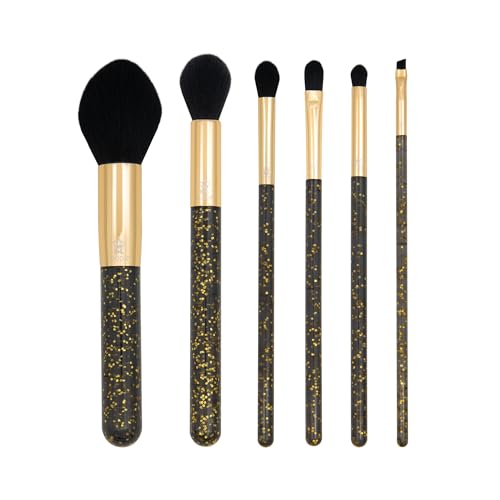 MODA Glitz and Glam 6pc Makeup Brush Kit – Vegan Brushes with Sparkling Glitter Handles for Face & Eyes