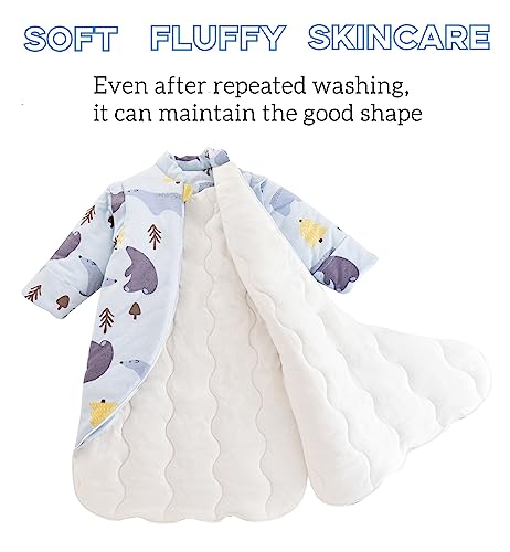 Chilsuessy Baby Sleeping Bag with Detachable Long Sleeves 2.5 Tog Wearable Blanket for Winter Toddler Sleeping Bag Kids Sleeping Sack for Infant Toddler, Blue Polar Bear/2.5 Tog, 3-6 Months - Image 3