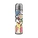 WowPrint Japanisch Frau Sakura Muster Reisebecher Echtleder isolierte Travel Mug Edelstahl-Wasserflasche Auslaufsicher Doppelwandig Thermoskanne Vakuumflasche 500 ml
