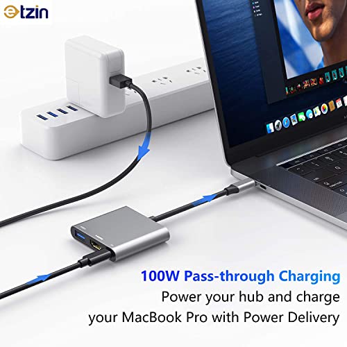 Image of Etzin USB c to HDMI Adapter, 3 in 1 Multiport USB Type C to 4K HDMI, USB3.0 and USB C Power Delivery Port Converter Adapter (Type-C-3 in 1) EPL-221TC