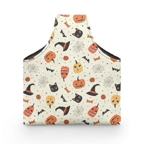 Image of KUIFORTI Halloween Crochet Bag Large Yarn Bags for Crocheting on The Go Crochet Hook Organizer Halloween Decor Knitting Bags Canvas Crochet Bags and Totes, Pumpkin Cat