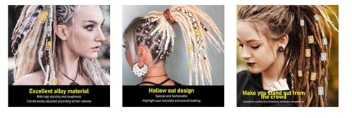 20 pcs Dreadlocks Beads Hair Braid Rings Clips Dread Locks Hair Braiding Metal Cuffs Decoration/Accessories Jewelry,gold