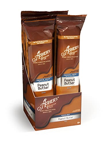 Asher's Chocolates, Sugar Free Chocolate Bars, Small Batches of Kosher Chocolate, Family Owned Since 1892, Keto Chocolate (12 Bars, Peanut Butter)