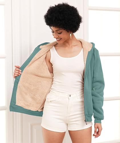Image of SWISSWELL Hoodies for Women Winter Fleece Sweatshirt - Full Zip Up Thick Sherpa Lined Hooded Jacket