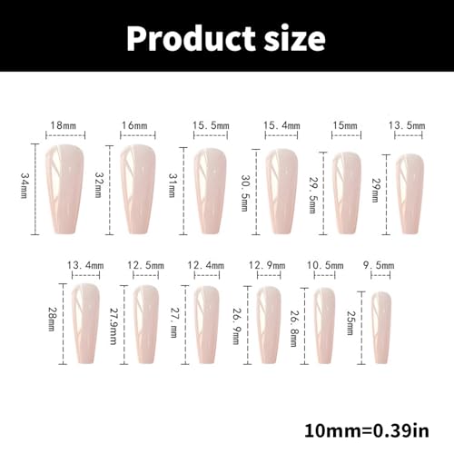 24 Pcs Marble Press On Nails Extra Long False Nails Ballerinas Acrylic Nails Glossy Full Covers Stick on Nails for Woman - Image 6