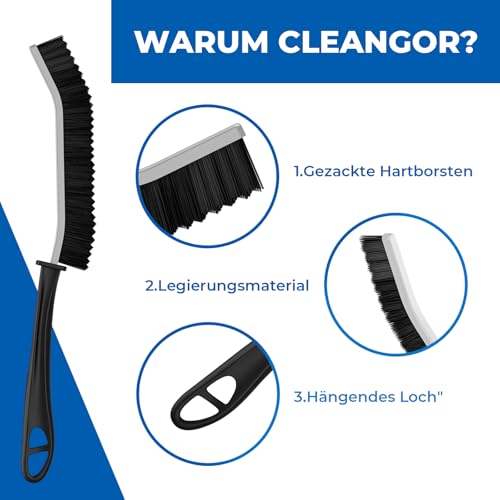 Cleangor Fugen und Eckenbürste Reinigungsbürste | Zahnborsten für hartnäckigen Schmutz Ergonomischer Handgriff | Für Dusche, Küche & Fliesen