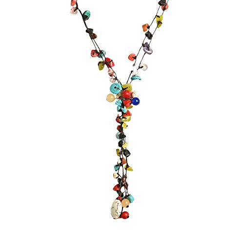 Aeravida Elegant Handcrafted Colorful Cluster Of Stones Multistrand Drop Statement Necklace, 25 Inch #TOP2