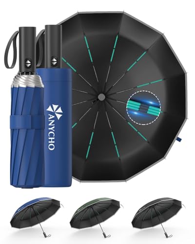 Image of ANYCHO Umbrella for Men, Wind & Rain Resistant Umbrellas 3 Fold for Women, Automatic Umbrellas with UV Protection, Folding Umbrella for Travel with 36 Sturdy Ribs
