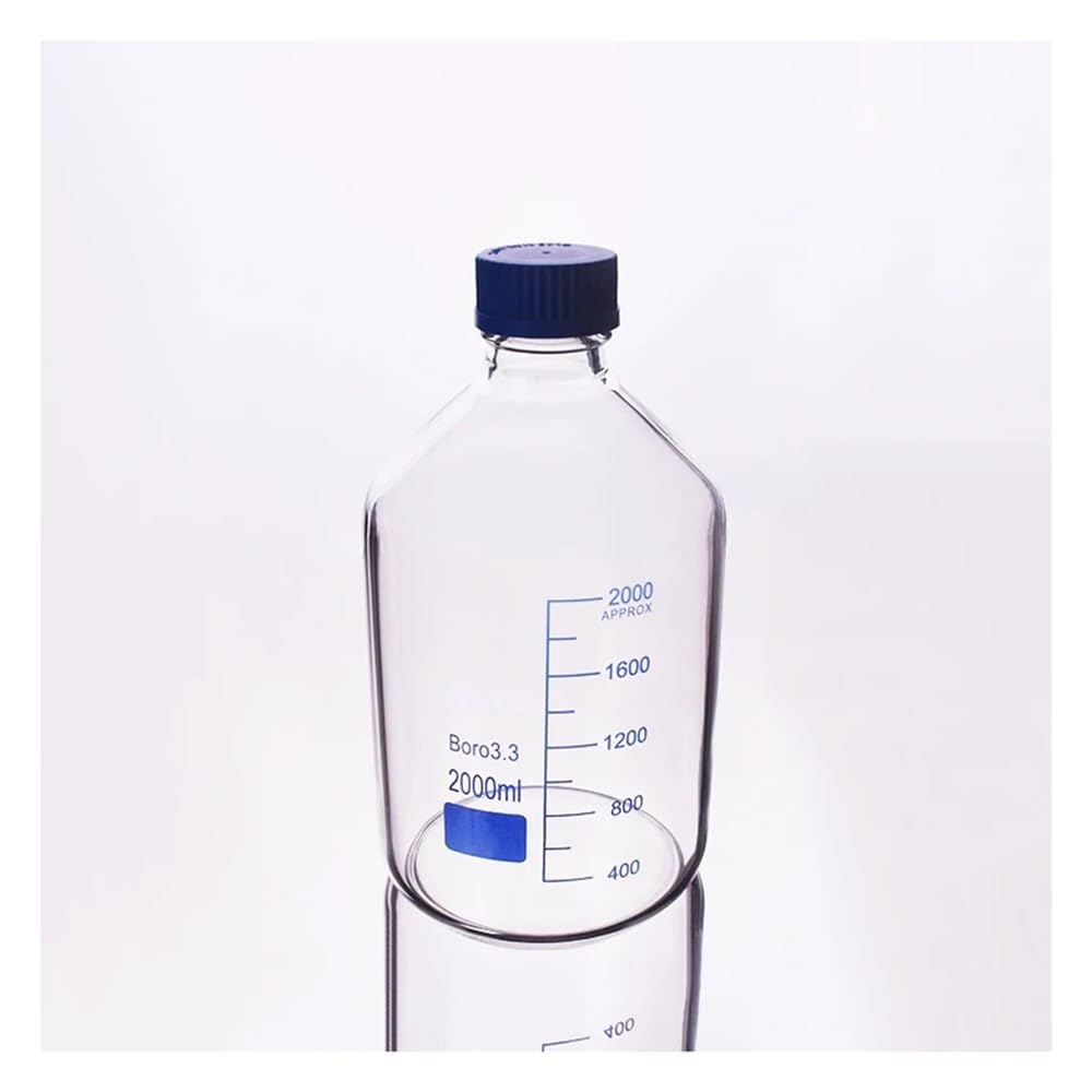 Cristalería de Laboratorio Botella de reactivo con tapa de rosca azul GL45 mm, vidrio de borosilicato, 2000 ml, 3000 ml, 5000 ml, pared gruesa, graduación, muestra, tapa de plástico(1000ml)