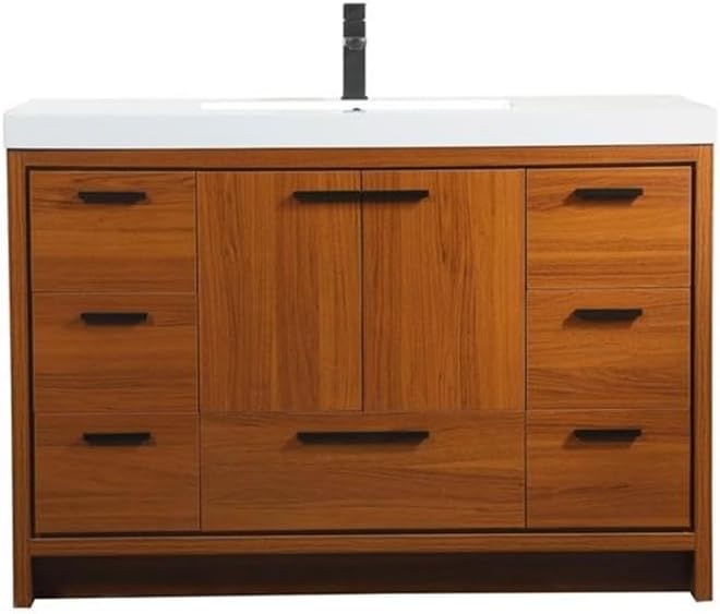 Elegant Decor Wyatt 48" Aluminum Alloy and MDF Single Bathroom Vanity in Teak