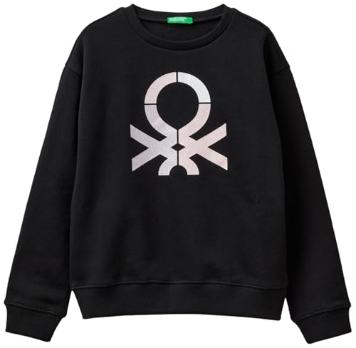 United Colors of Benetton Jersey G/C M/L 3j68c10l8 Sudadera con Capucha, Negro, 130 cm Niñas y niñas