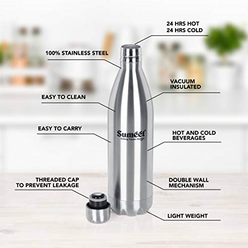 Sumeet-Stainless-Steel-Double-Walled-Flask-Water-Bottle-24-Hours-Hot-and-Cold-1000-ml-Silver