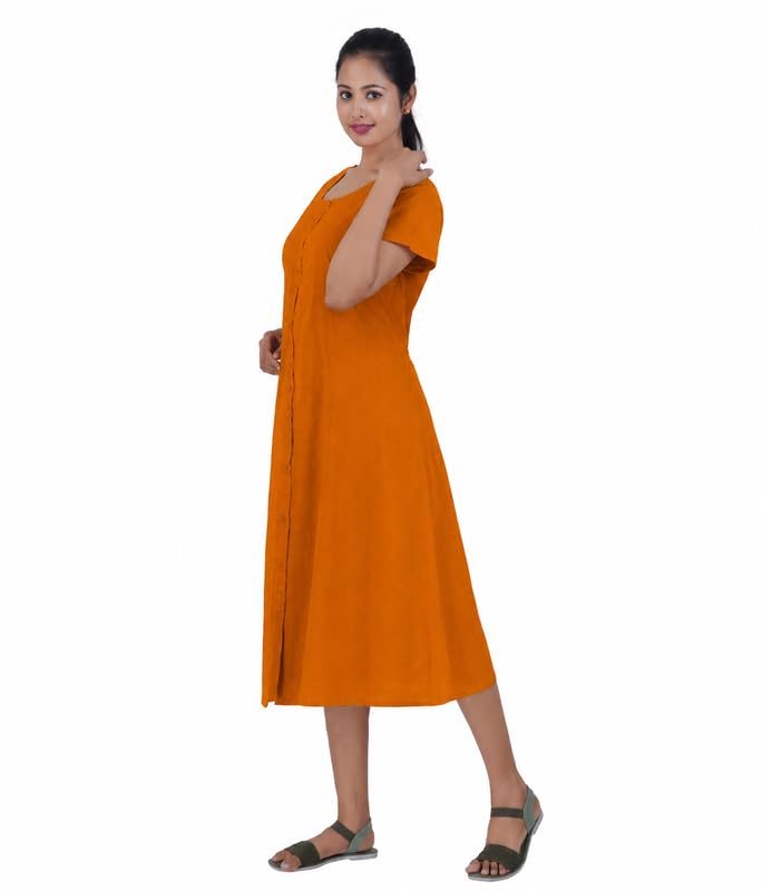 Image of MENMAII Women's [L-4XL] Full Open /Front Buttoned [a Kind of Adaptive Clothing] Multipurpose Nighty for Maternity /Pregnancy /Elderly /Patient /Feeding /Hospital Purpose Nighty Calf Length