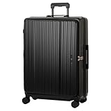 [レジェンドウォーカー] LW スーツケース キャリーケース フロントオープン 片開きファスナータイプ 拡張機能付き USBポート カップホルダー (Lサイズ / 86L※拡張時98L / ブラック) 超軽量 消音ダブルキャスター TSAロック[5524-67-BK]
