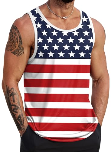 Image of VOGSTART Mens Hawaiian Beach Tank Tops Summer Vacation Muscle Top Graphic Sleeveless Shirts (S-3XL)