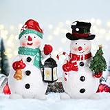 JOINPAYA 2 Stücke Weihnachten Schneemann Figuren: Weihnachten Harz Schneemann Ornamente Winter Indoor Urlaub Home Dekorationen Präsentieren