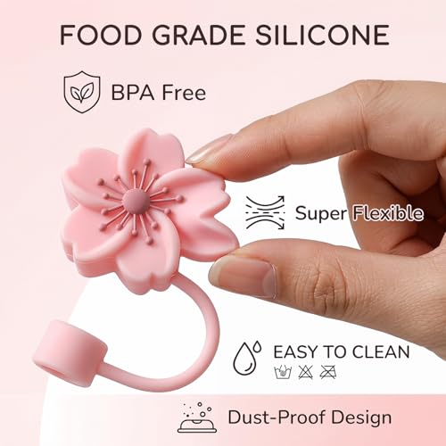 Image of BTYHAOS Straw Covers, Dust Proof Straw Toppers Fit Stanley 30 40oz Tumbler | Reusable Food-Grade Silicone Straw Covers Cap for Most 10mm Reusable Straw