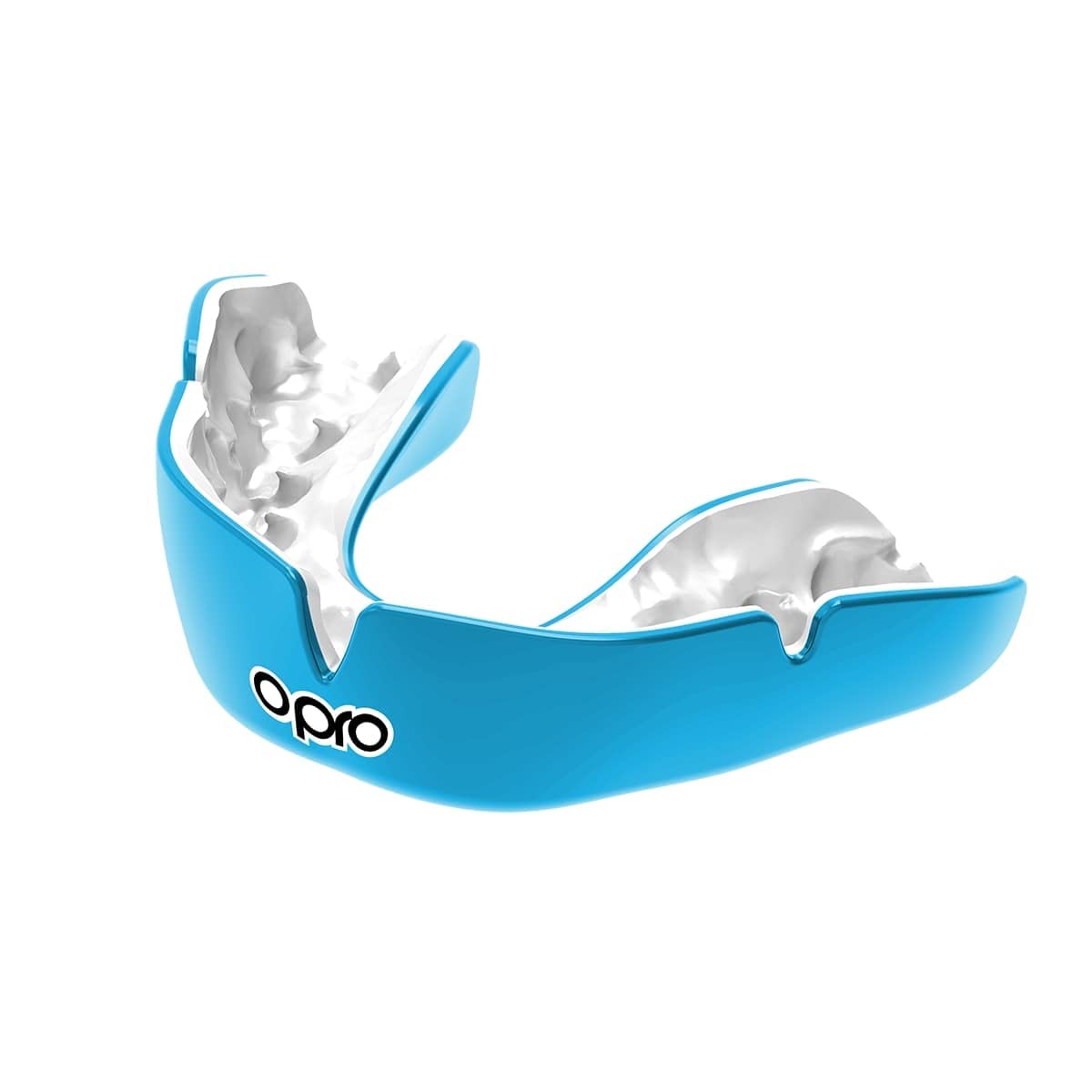 OPRO Mouthguard Mouthpiece Martial Arts Mouthpiece Sports "Instant Custom Fit" Dental Lab Developed with Unique Fitting Tool Professional Fit Mouthpiece Sports Mouthpiece for Rugby Clear Mouthpiece Made in UK Official Store (Adult/Sky Blue and White)
