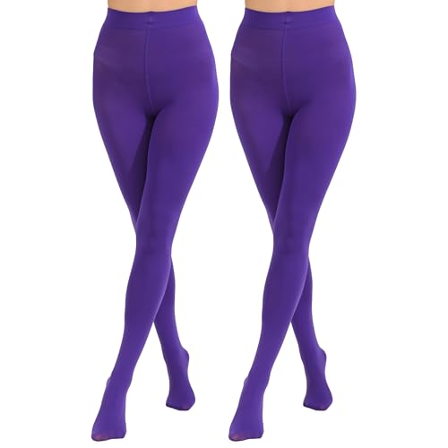 Image of Paralinda 2 Pairs Women's Solid Color Tights 80D, Soft Opaque Microfiber Tights