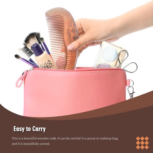 Anti-Static Peach Wood Comb with Fine Tooth โ Wooden Comb for Women, Gentle Scalp Massage & Smooth Styling for Curly/Thick/Straight Hair