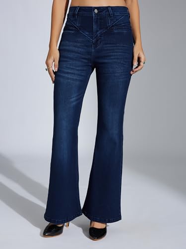 Image of Miss Chase Women's Wide Leg High Rise Regular-Length Stretchable Denim Jeans