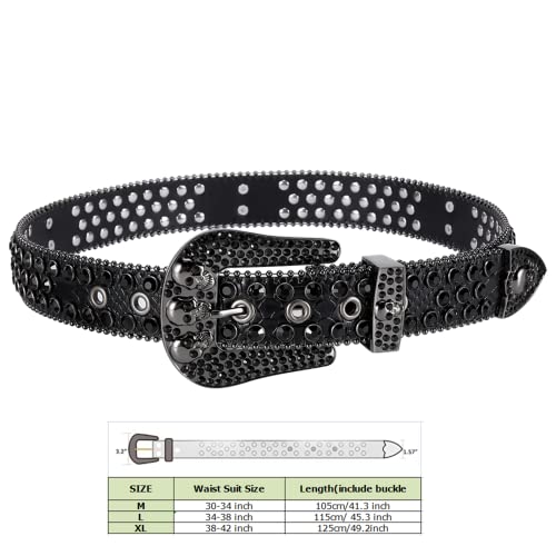 Skull Rhinestone Belts for Men Women Bling Studded Belt With Metal Buckle Western Cowboy Punk Belt For Jeans Pants Jacket2