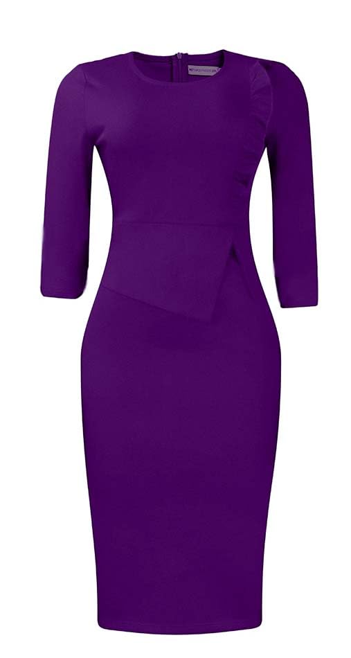 Image of Midi Dress for Women Elegance Church Dresses Office Work Bodycon Pencil Dress Casual Spring and Autumn Business Outfits
