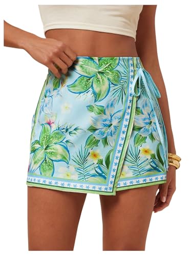 Image of SweatyRocks Women's Boho Mini Skirts Floral Shorts Tie Side Wrap Skorts