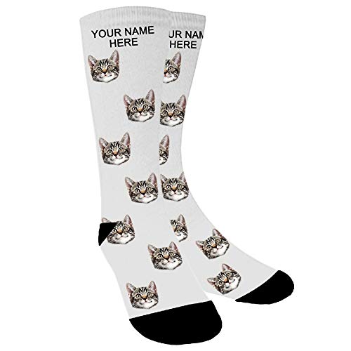ABIsedrin Calcetines personalizados, calcetines divertidos hombre, regalo del día del padre, cumpleaños, día de Navidad (Blanco)