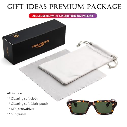 Image of AIEYEZO Rectangle Sunglasses for Men Women Fashion Square Frame Sun Glasses 90's Retro Designer Shades