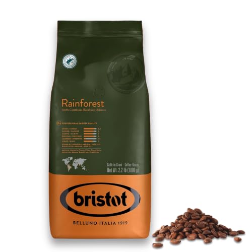 Bristot Rainforest Alliance Certified Coffee Beans – Medium Roast Italian Espresso – Whole Bean – 2.2 lb (1kg)