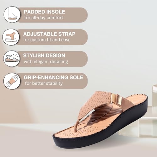 Image of TRASE Orthopedic Casual Slippers for Women | Soft Cushioned Footbed, Arch Support, Adjustable Strap | Ideal for Knee & Foot Pain