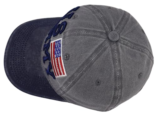Image of American Flag Baseball Caps for Men Women, USA Trucker Hats, Embroidered Adjustable Washed Cotton Mesh Snapback Hat