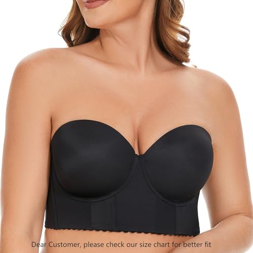 Image of SEA BBOT Women Longline Strapless Bra Full Figure Corset Bra Hide Back Fat