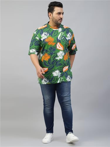 Image of Veirdo 100% Pure Cotton Oversized Loose Baggy Fit Drop Shoulder Paisley Printed Plus Size T-Shirt for Men (Sizes: 2XL to 5XL)