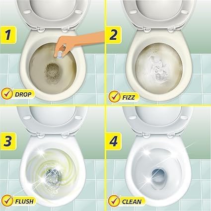 Image of 50 Tablet Flush Toilet Bowl Cleaner Tablets, Bathroom Toilet Tank Cleaner, Powerful Cleaning Ball Toilet Blue Deep Clean Bubbles, Mild Lemon Scent (50 Lemon Tabletss)
