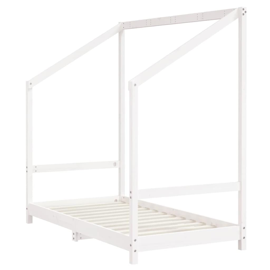 Lettino per bambini in legno massiccio di pino, bianco, 2 x 80 x 160 cm, con rete a doghe e protezione anticaduta, per la cameretta dei bambini, trasformabile con spazio e spazio per dormire